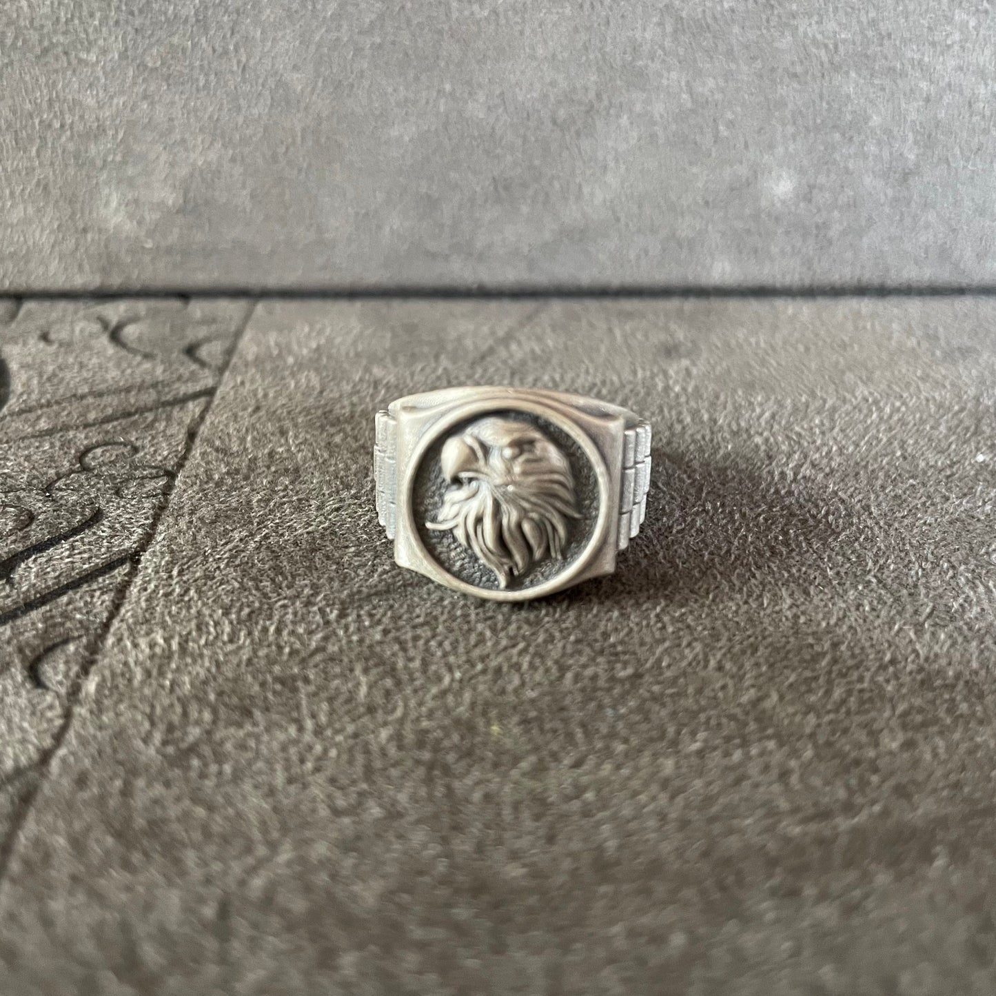 Winged Eagle Ring, Sterling Silver Eagle Ring for Men, Eagle Head Ring, Statement Ring, Engraved Birds Ring, American Eagle Gift