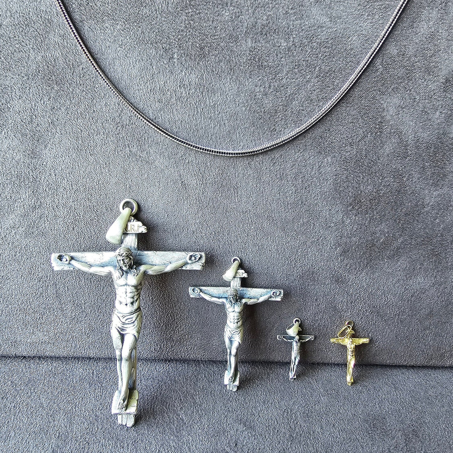 Crucifix Pendant Sterling Silver Jesus Cross Necklace