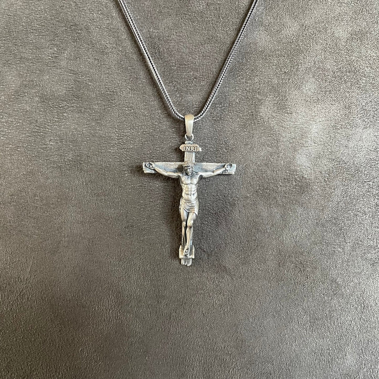 Crucifix Pendant Sterling Silver Jesus Cross Necklace