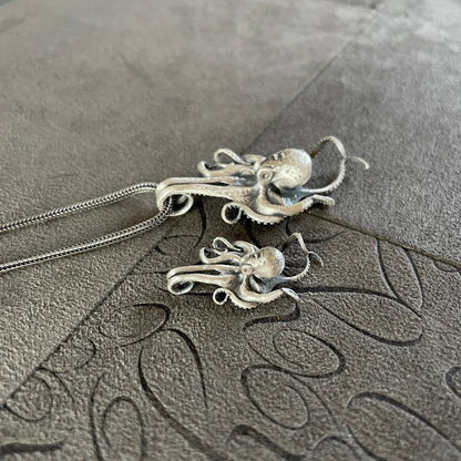 Octopus Kraken Pendant, Sterling Silver Ocean Inspired Necklace, Gothic Jewelry, Sea Animal, Memorial Gift, 50th Birthday