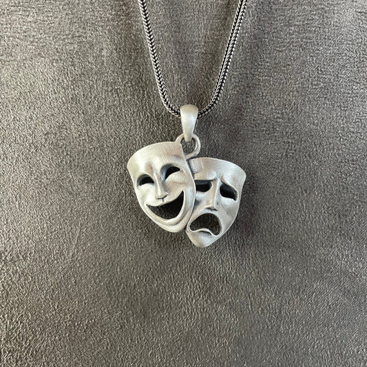 Comedy and Tragedy Mask Necklace