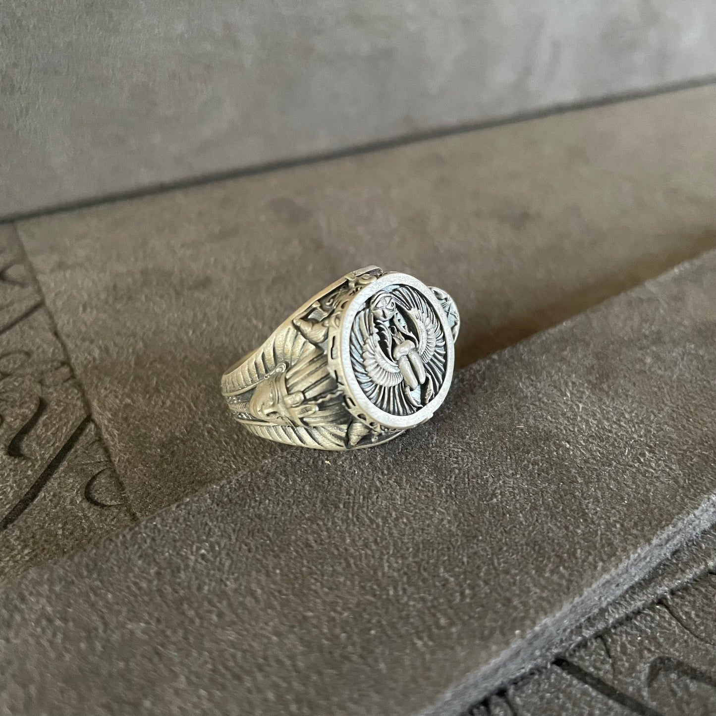 Scarab Ring, Sterling Silver Egyptian Scarab Men Ring, Fantasy Jewelry, Gift Ideas, Mythology Gift, Gift For Father, Oxidized Silver Jewelry