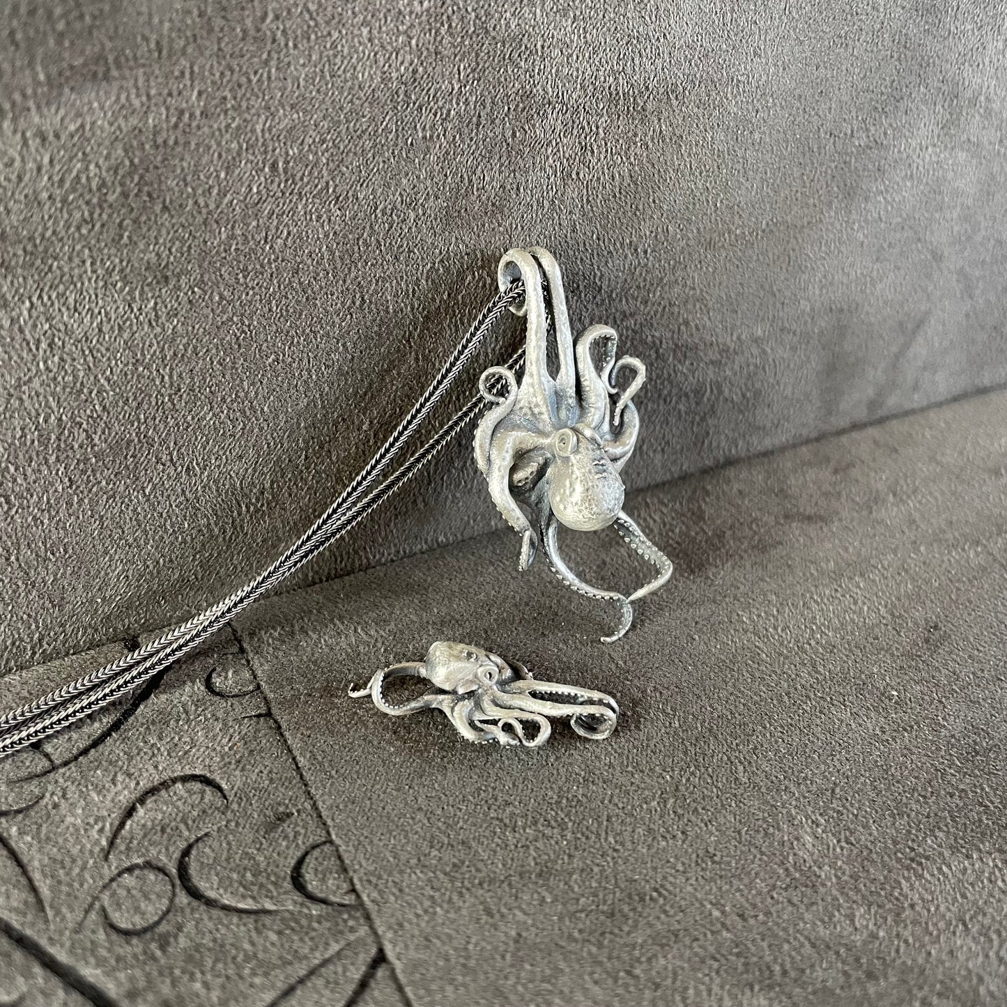 Octopus Kraken Pendant, Sterling Silver Ocean Inspired Necklace, Gothic Jewelry, Sea Animal, Memorial Gift, 50th Birthday