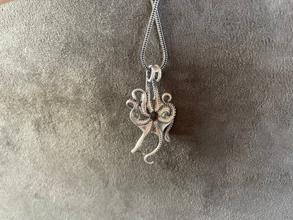 Octopus Kraken Pendant, Sterling Silver Ocean Inspired Necklace, Gothic Jewelry, Sea Animal, Memorial Gift, 50th Birthday