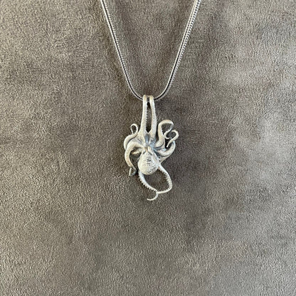 Octopus Kraken Pendant, Sterling Silver Ocean Inspired Necklace, Gothic Jewelry, Sea Animal, Memorial Gift, 50th Birthday