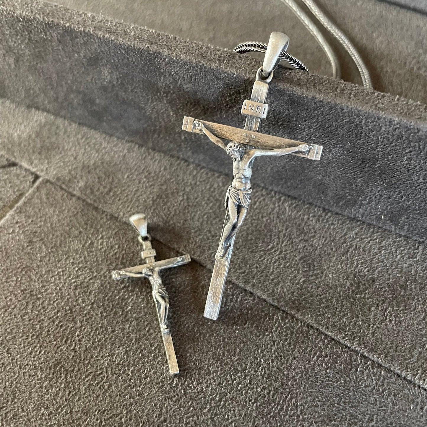 Jesus Cross Pendant, Sterling Silver Crucifixion of Jesus Cross Necklace, Christian Jewelry, Engraved Jewelry, Faith Over Fear, Christian