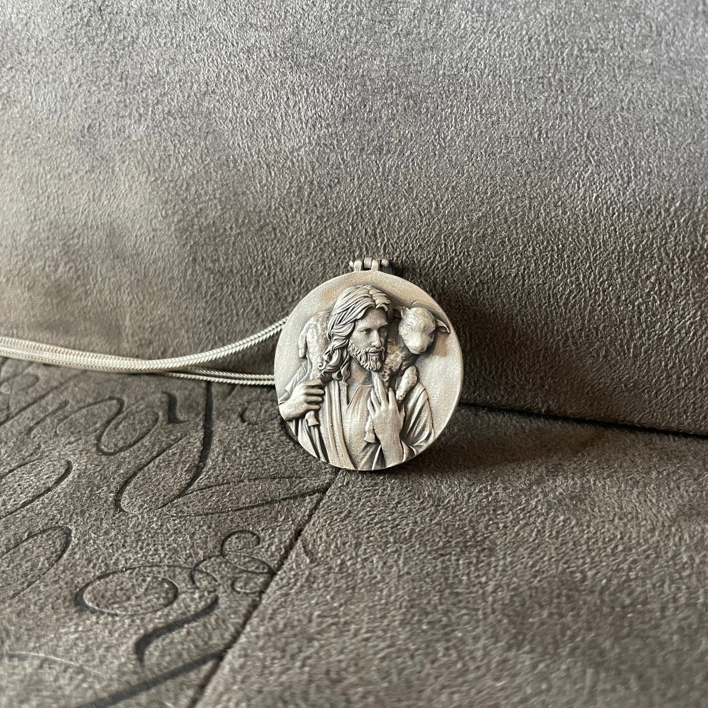 Jesus Shepherd Pendant, Sterling Silver Jesus Men Necklace, Christian Pendant, Religious Gift Catholic Jewelry, Boyfriend Birthday Gift