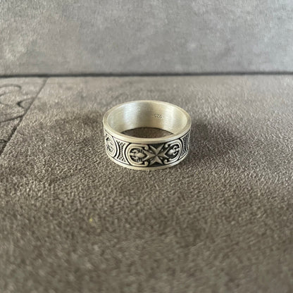 Victorian Style Men Band Ring, Sterling Silver Wedding Floral Ring, Unisex Wedding Jewelry, Engagement Ring, Anniversary Ring, Gift Ideas