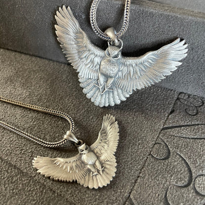 Owl Pendant, Sterling Silver Open Wings Owl  Necklace, Delicate Necklace, Beautiful Anniversary Gifts for Him, Unique Gift, Bestfriend Gift