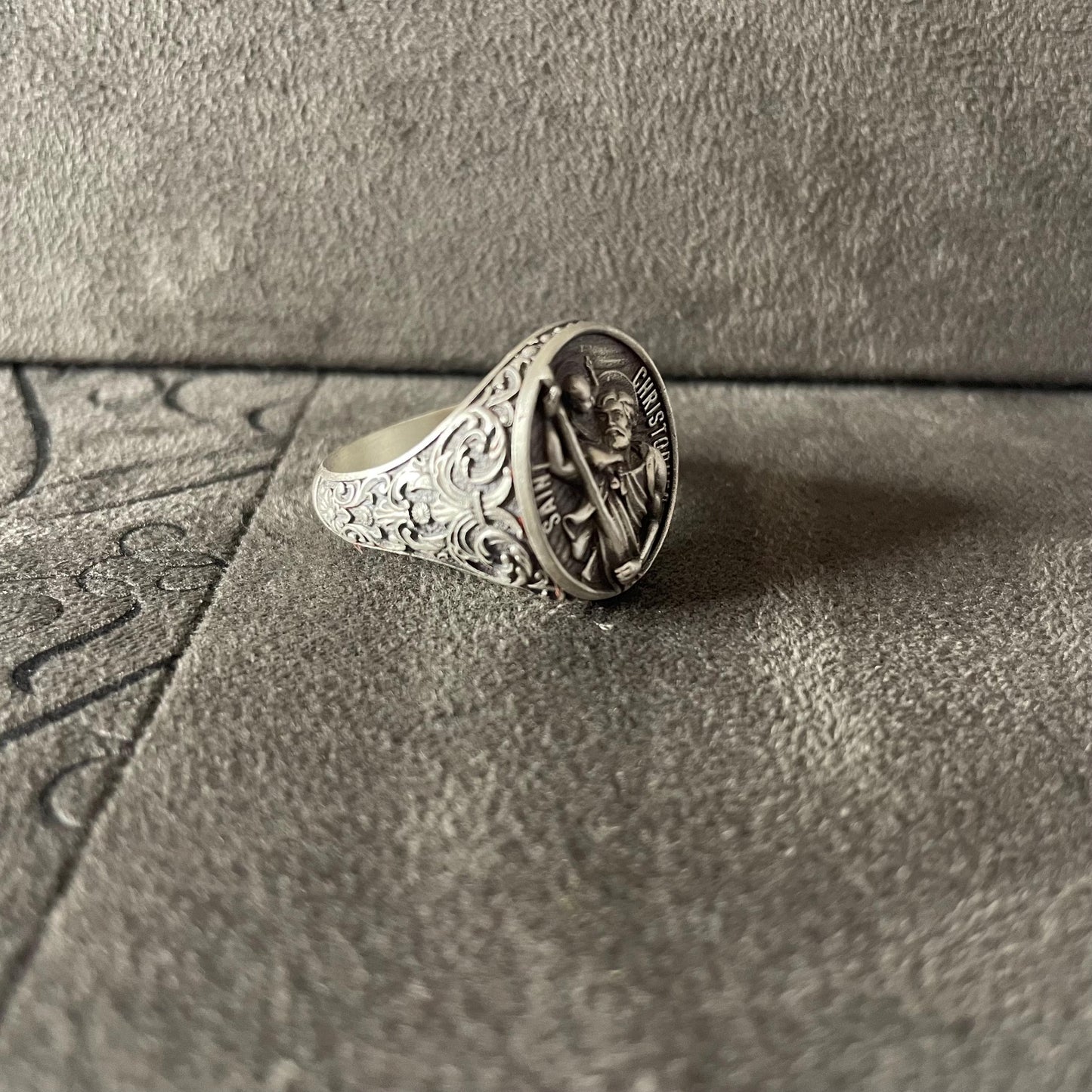 Saint Christopher Ring, Sterling Silver St Christopher And Baby Jesus, Boyfriend Birthday Gift, Christian Jewelry, Gift For Electrician