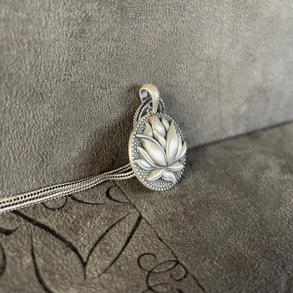 Lotus Flower Pendant, Sterling Silver Lotus Necklace, Dainty Yoga Necklace, Necklace, Meditation Symbol Jewelry, Om Meditation Gift