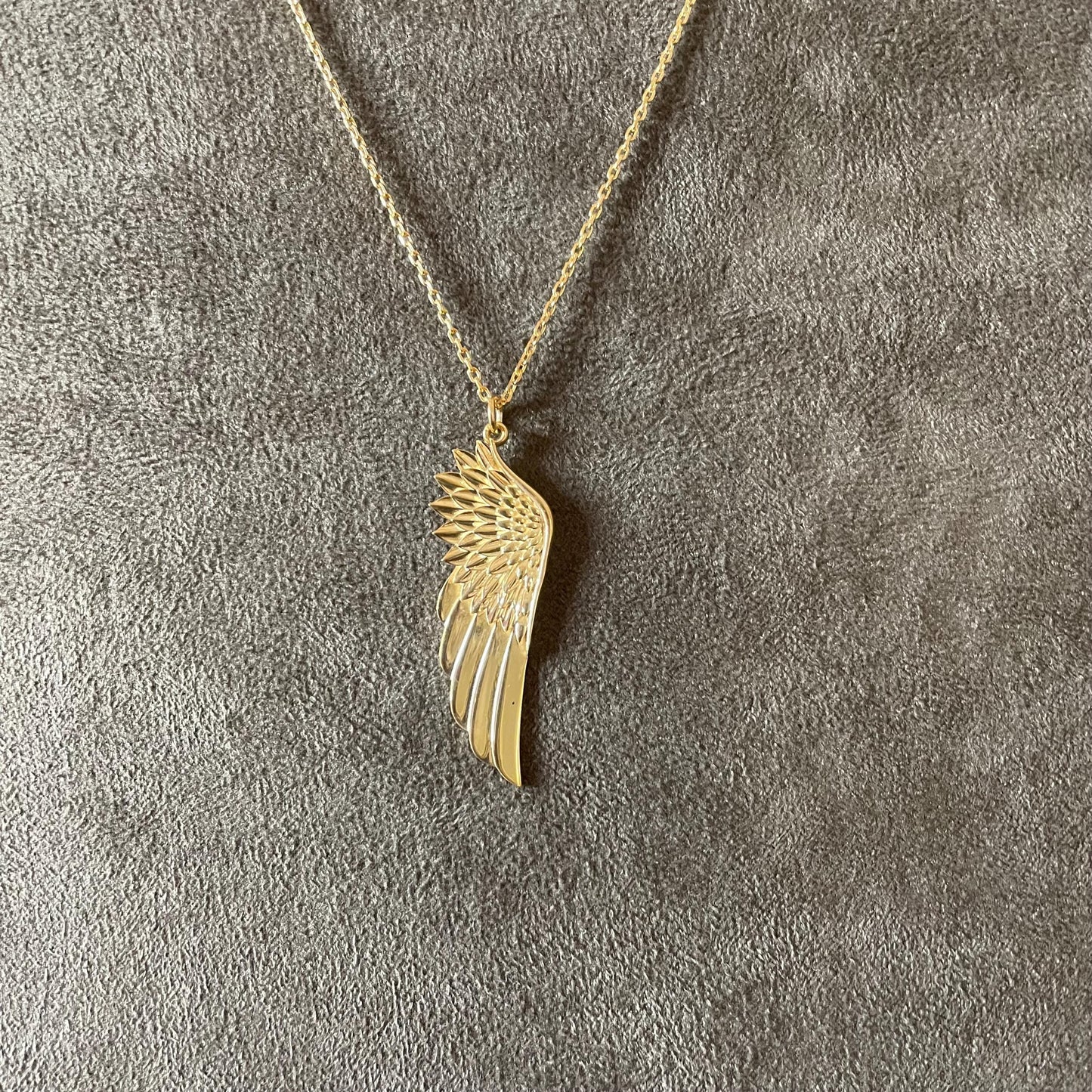 14K Real Gold Guardian Angel Wing Necklace