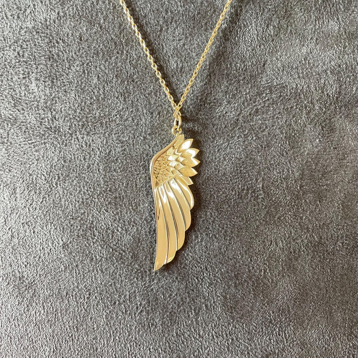 14K Real Gold Guardian Angel Wing Necklace