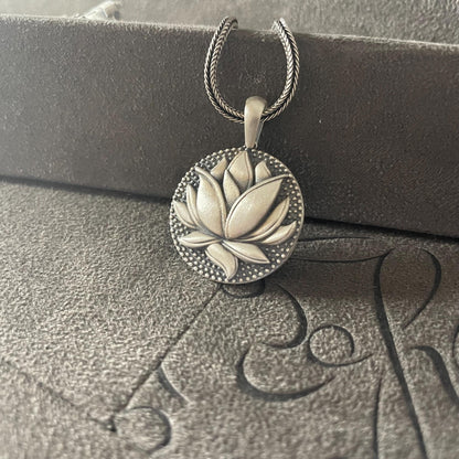 Lotus Flower Pendant, Sterling Silver Lotus Necklace, Dainty Yoga Necklace, Necklace, Meditation Symbol Jewelry, Om Meditation Gift