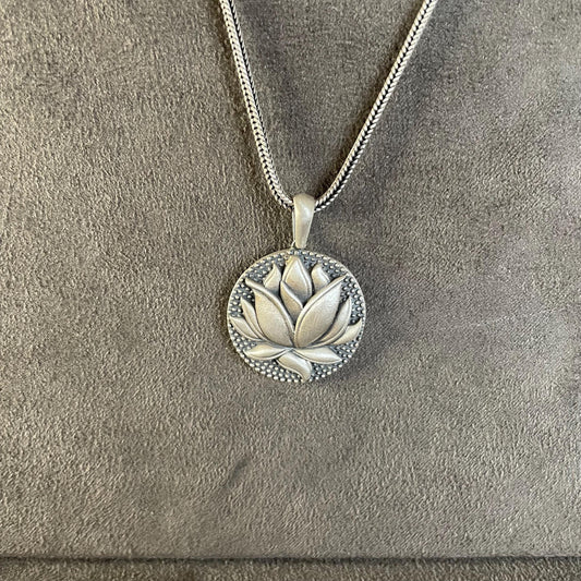 Lotus Flower Pendant, Sterling Silver Lotus Necklace, Dainty Yoga Necklace, Necklace, Meditation Symbol Jewelry, Om Meditation Gift