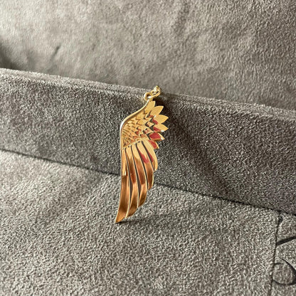 14K Real Gold Guardian Angel Wing Necklace